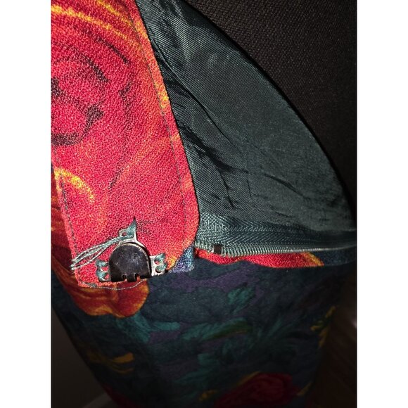 Vintage St Gillian Womens Silk Floral Faux Suede Dress Size 4 Classic Timeless - Picture 9 of 10